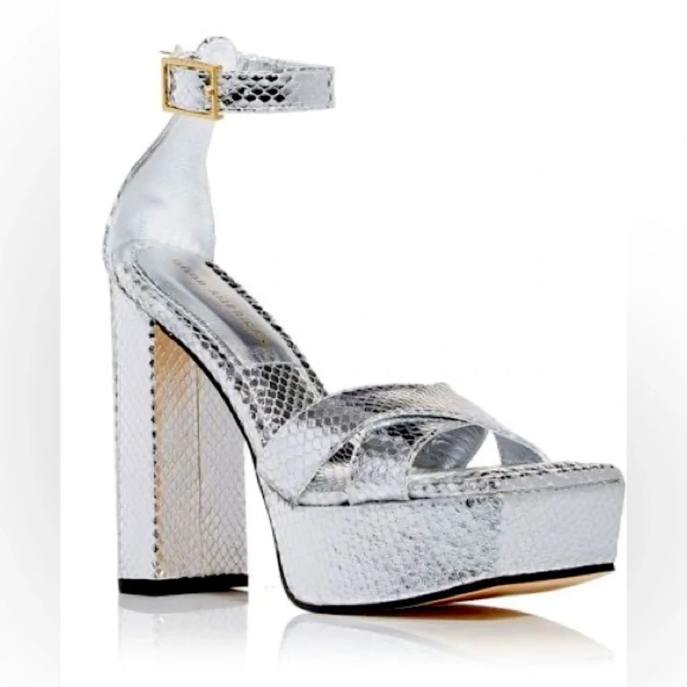 🪩 NIB! Good American Silver Platform Sandals